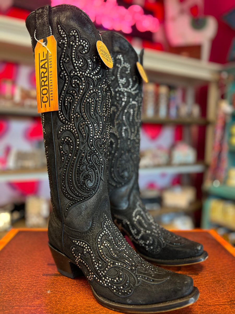 Corral 16 Inch Cowboy Boots A4587 WOMEN'S GOLD STAMPED FLORAL