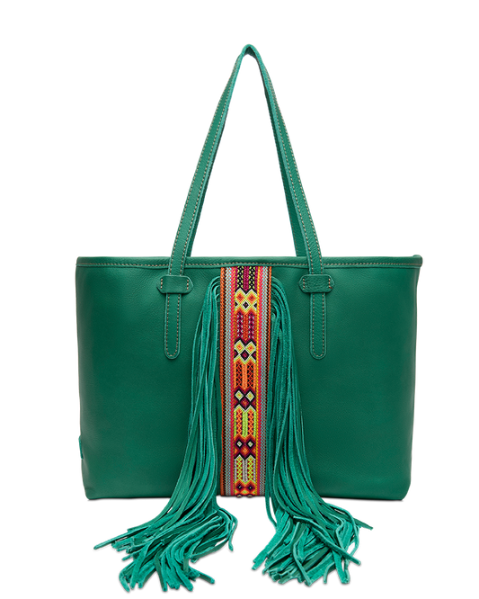 CONSUELA TEAL BREEZY FRINGE TOTE