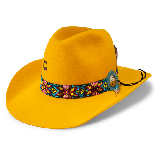 4X CHARLIE 1 HORSE GOLD DIGGER YELLOW FELT