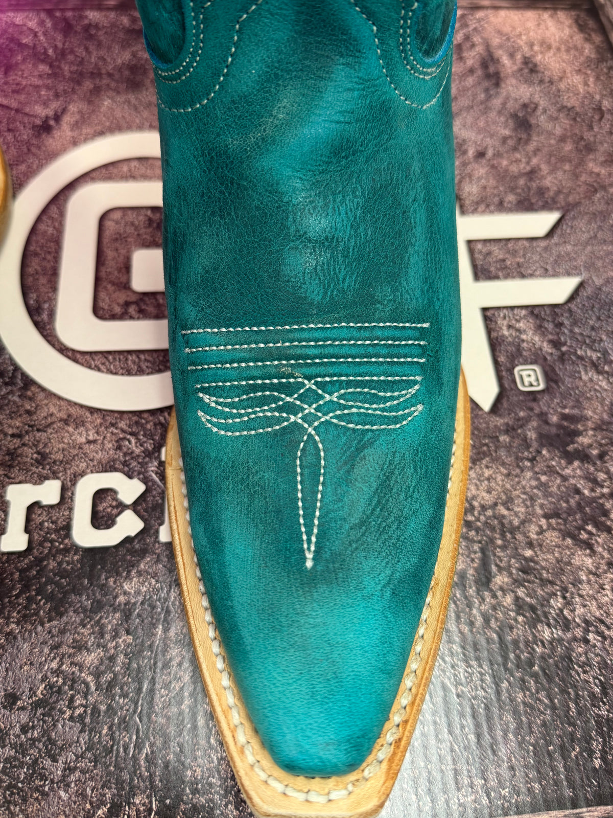 CIRCLE G WOMENS AQUA BUTTERFLY EMBROIDERY WESTERN BOOT - L6326