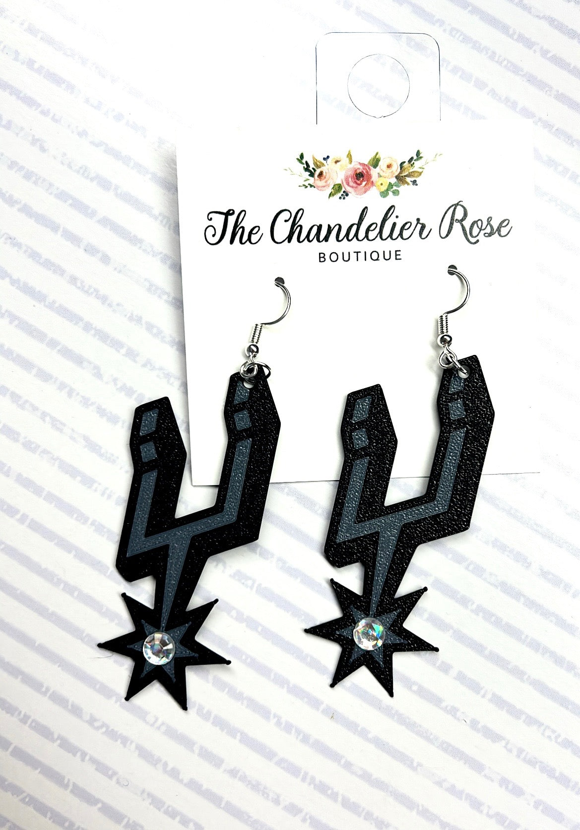 BLACK AND GREY SPUR EARRINGS