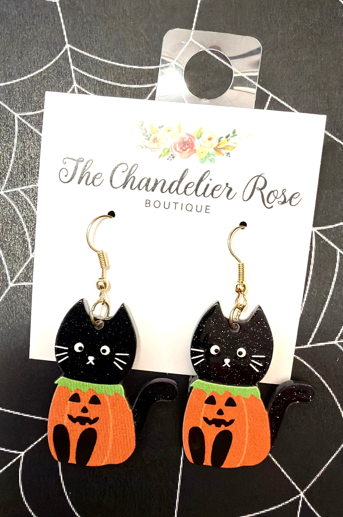 Cat in Pumpkin Earrings