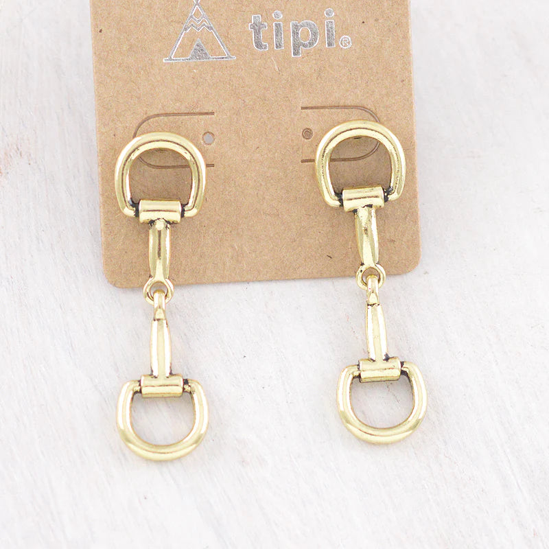 WESTERN GOLD HORSE BIT EARRINGS