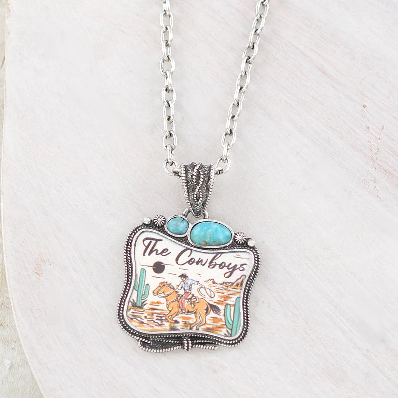 WESTERN VINTAGE COWBOY PENDANT NECKLACE