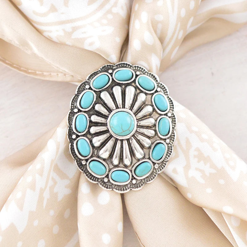 WESTERN TURQUOISE CONCHO SCARF SLIDE