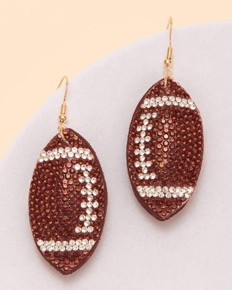 FOOTBALL GLAM EARRINGS - BROWN