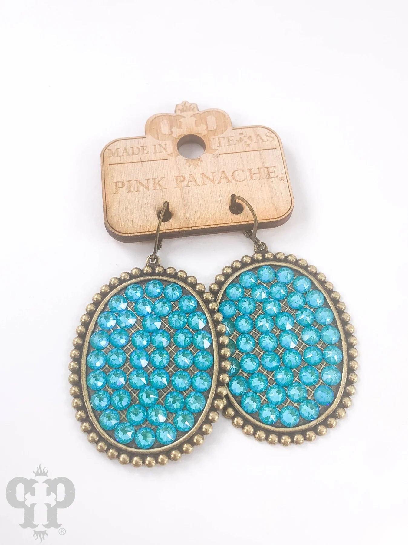 PINK PANACHE BRONZE MEDIUM OVAL LAGUNA DELITE CRYSTAL EARRINGS - BLD