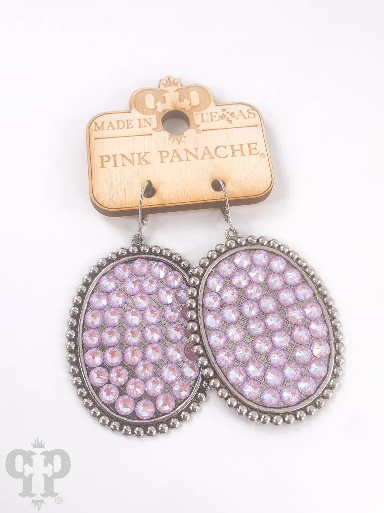 PINK PANACHE SILVER MEDIUM LAVENDAR DELITE CRYSTAL EARRINGS - SLVD