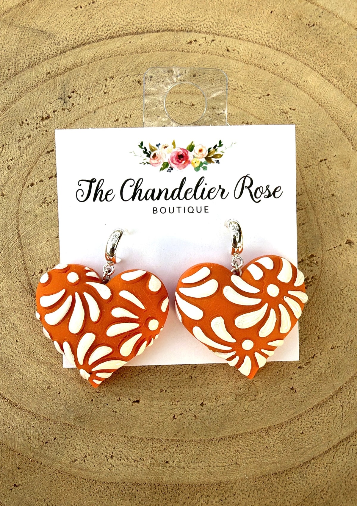 Burnt Orange Heart Earrings