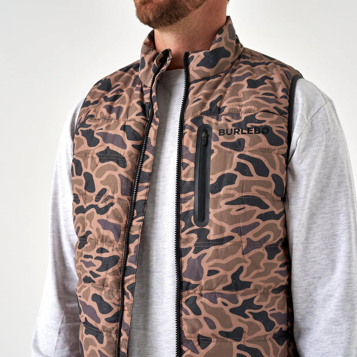 BURLEBO PUFFER VEST - GAUGE CAMO