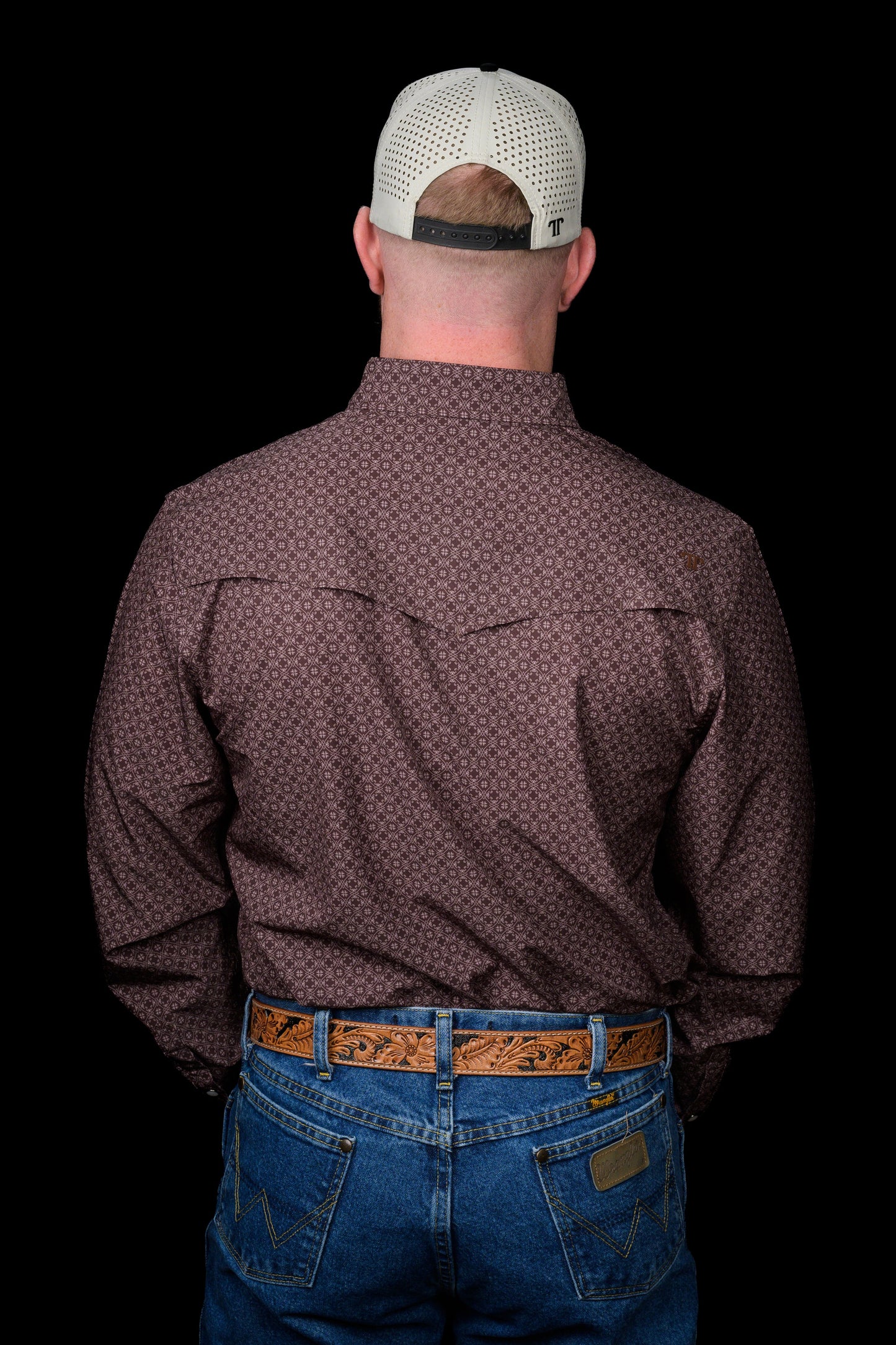 FERRELL MEN'S THE SILAS IN BROWN LONG SLEEVE SNAP SHIRT