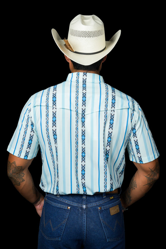 FERRELL MEN'S THE POST IN BLUE - SHORT SLEEVE SNAP