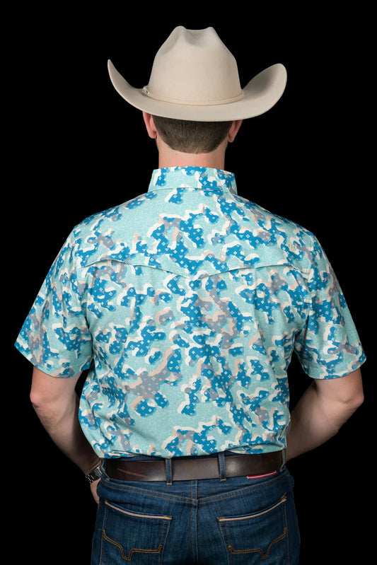FERRELL MEN'S THE TRAVIS CAMO PEARL SNAP SHORT SLEEVE