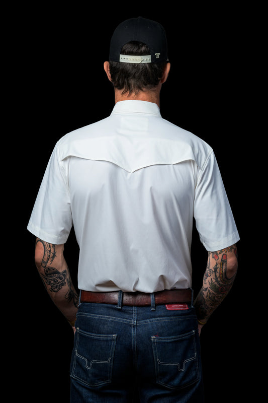 FERRELL MEN'S WHITE SHORT SLEEVE SNAP SHIRT
