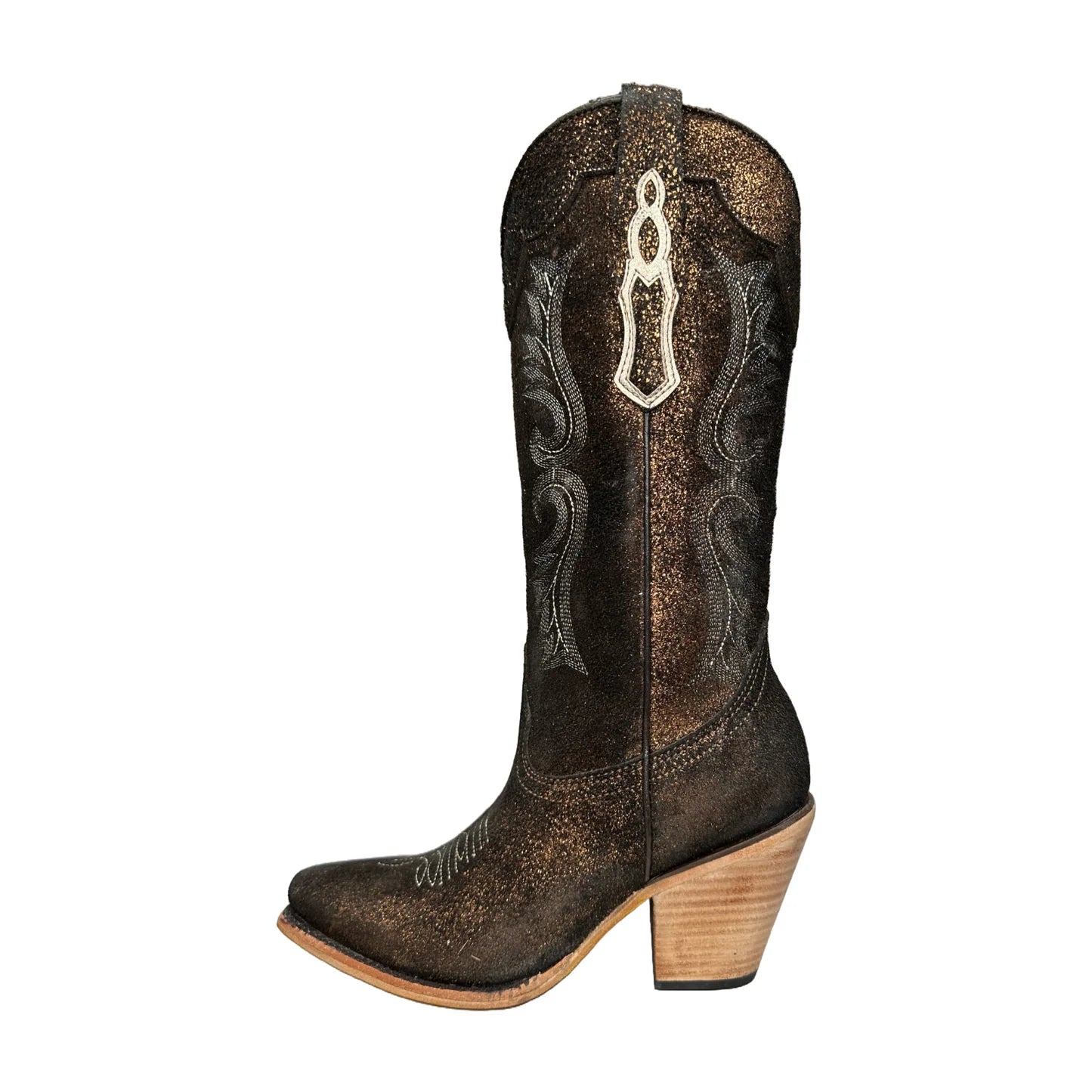 CORRAL WOMEN'S COPPER-BLACK METALLIZED LEATHER & EMBROIDERY POINTED TOE - Z5240