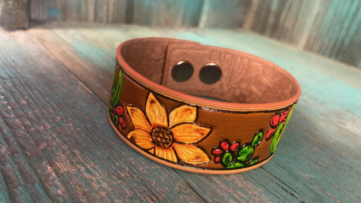 WESTERN CACTUS AND SUNFLOWER BRACELET
