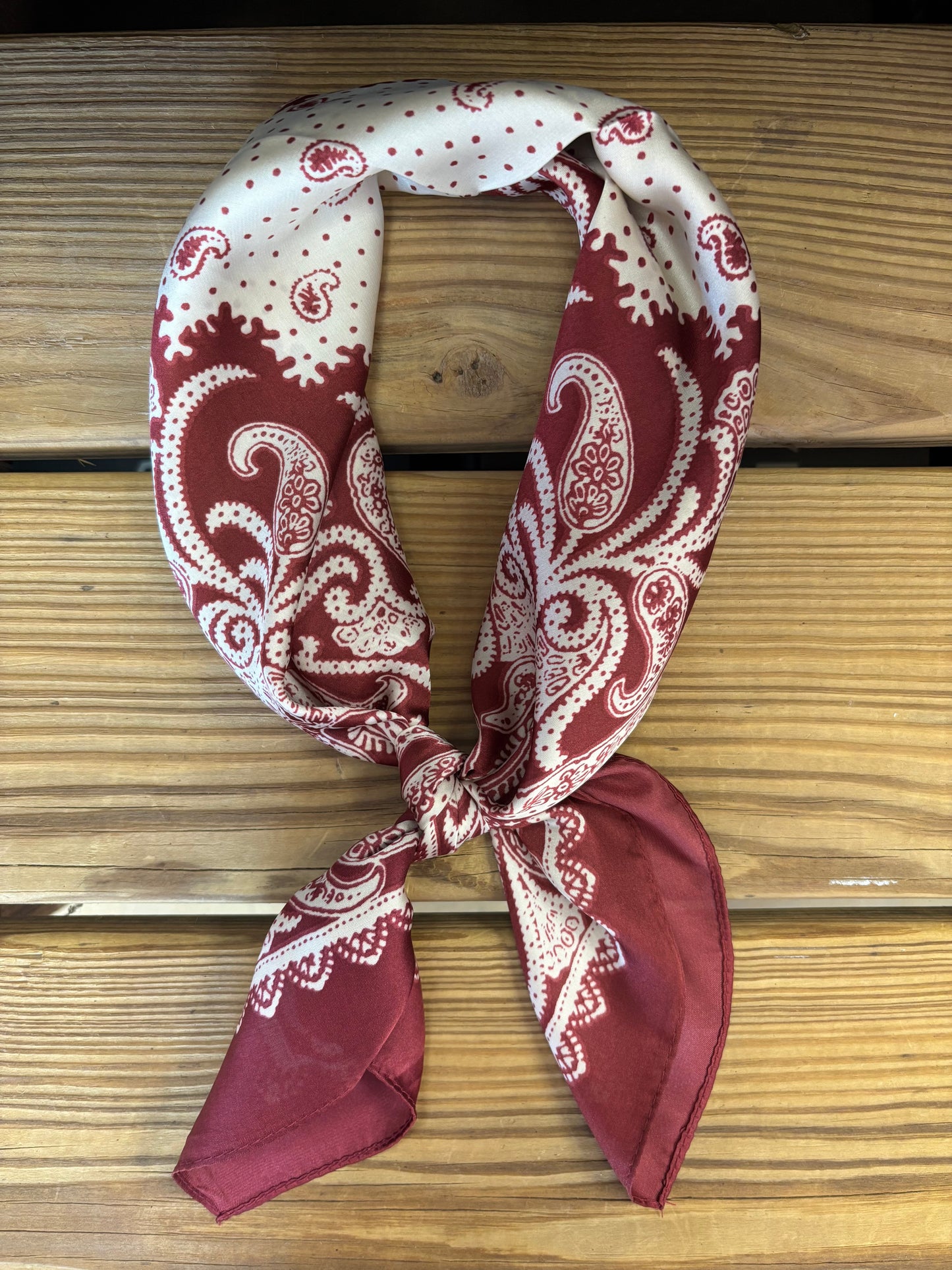 MAROON AND WHITE PAISLEY WILD RAG