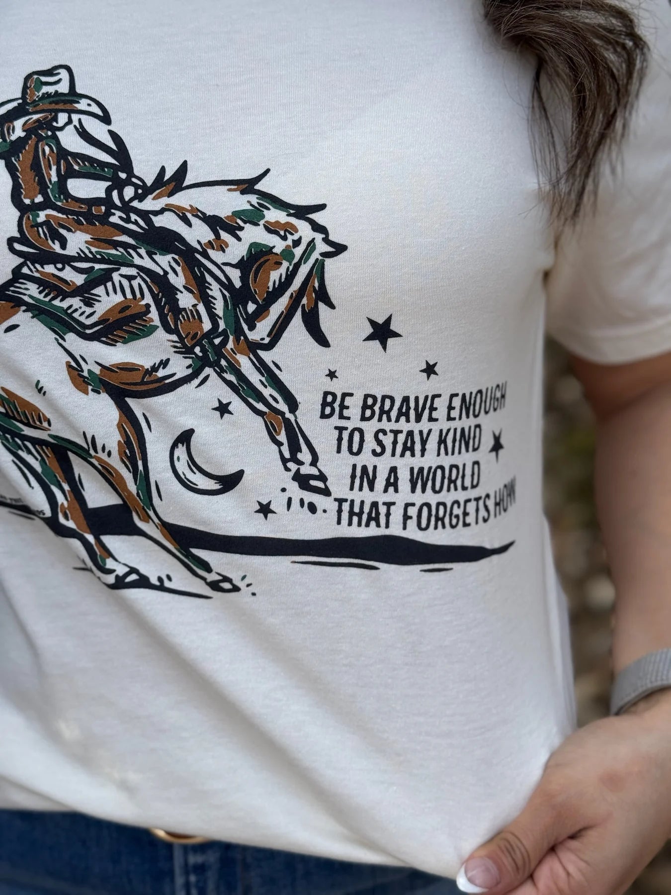 BE BRAVE ENOUGH COWGIRL TEE - NATURAL