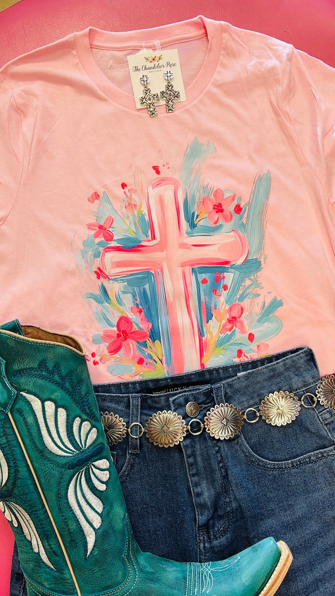 THE PINK CROSS TEE - PINK