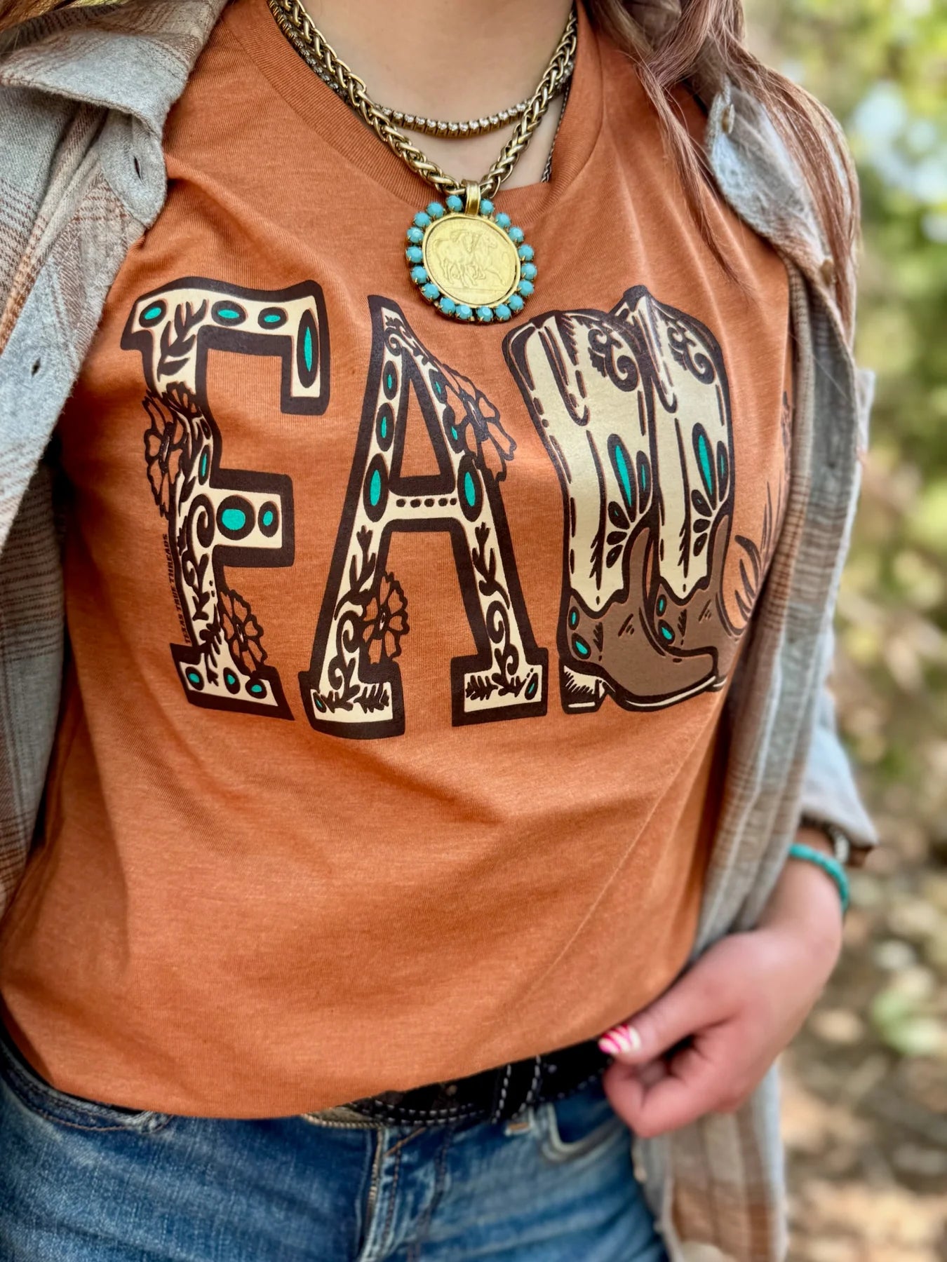 LAUREN'S WESTERN FALL TEE - HEATHER AUTUMN