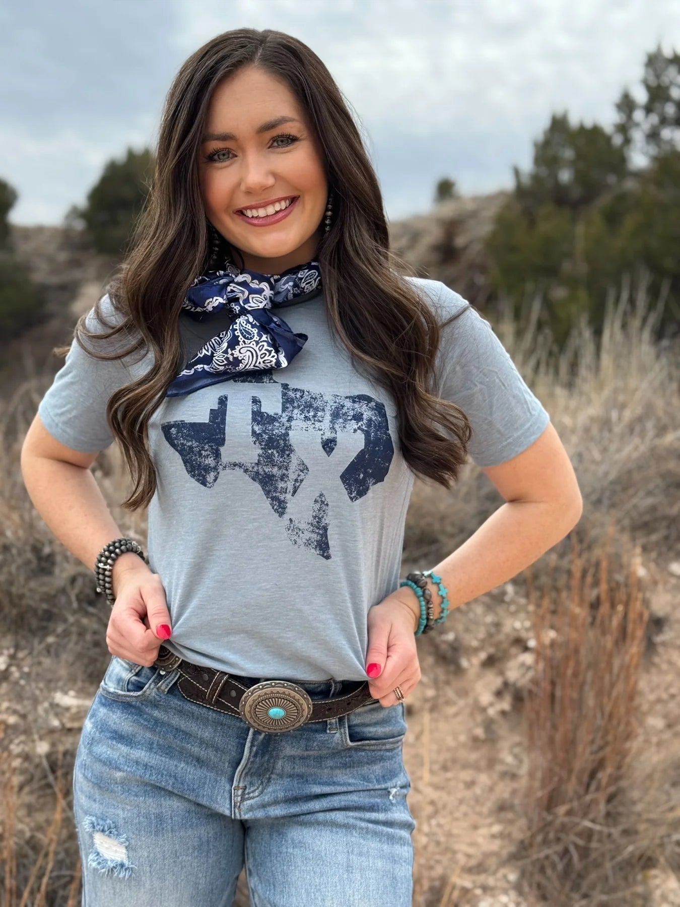 STAMPED TEXAS TEE - NAVY INK