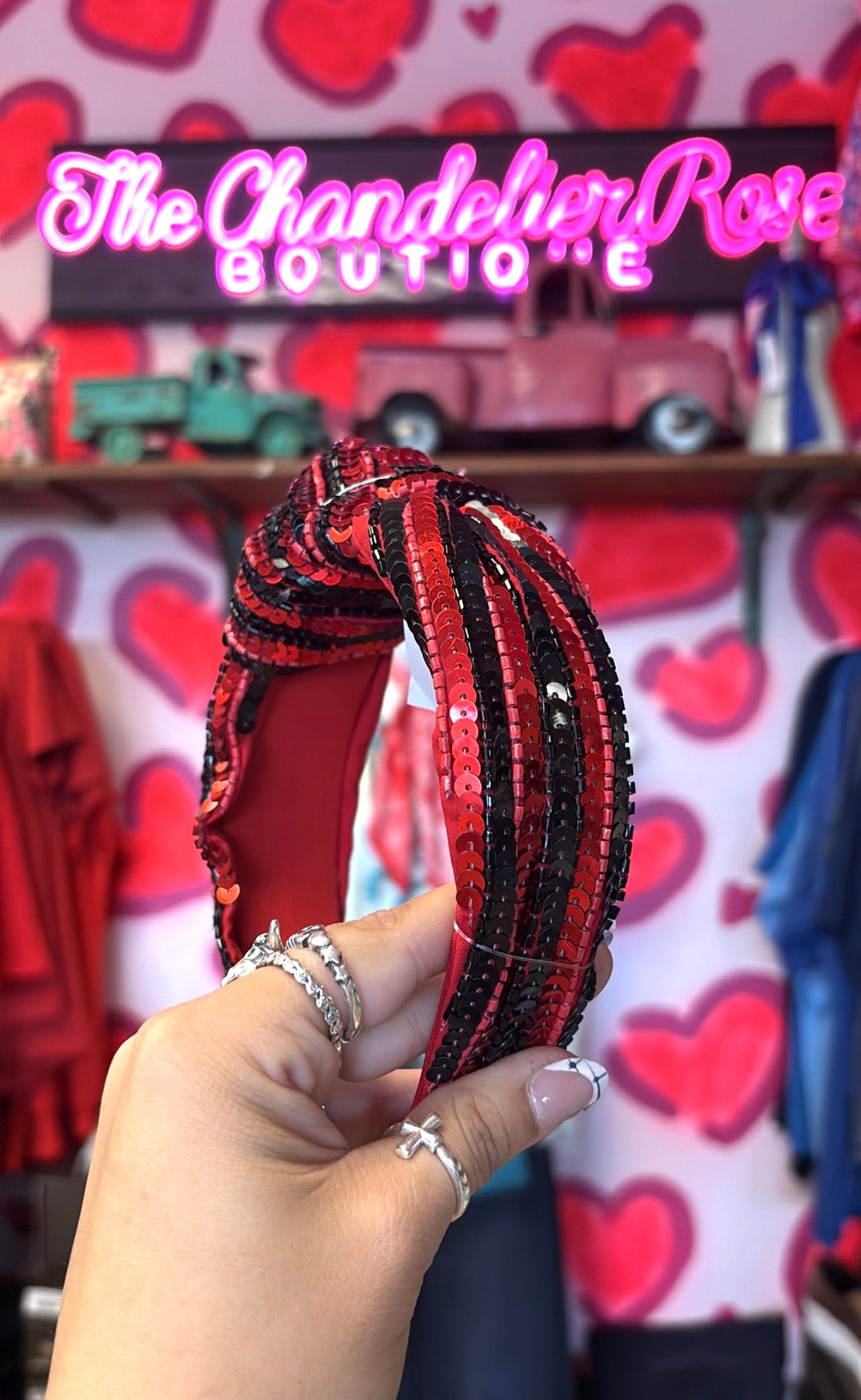 Red and Black Sequins Headband