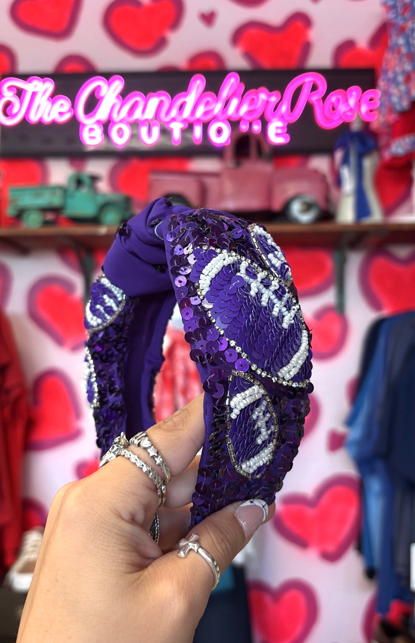 Purple Football Sequins Headband