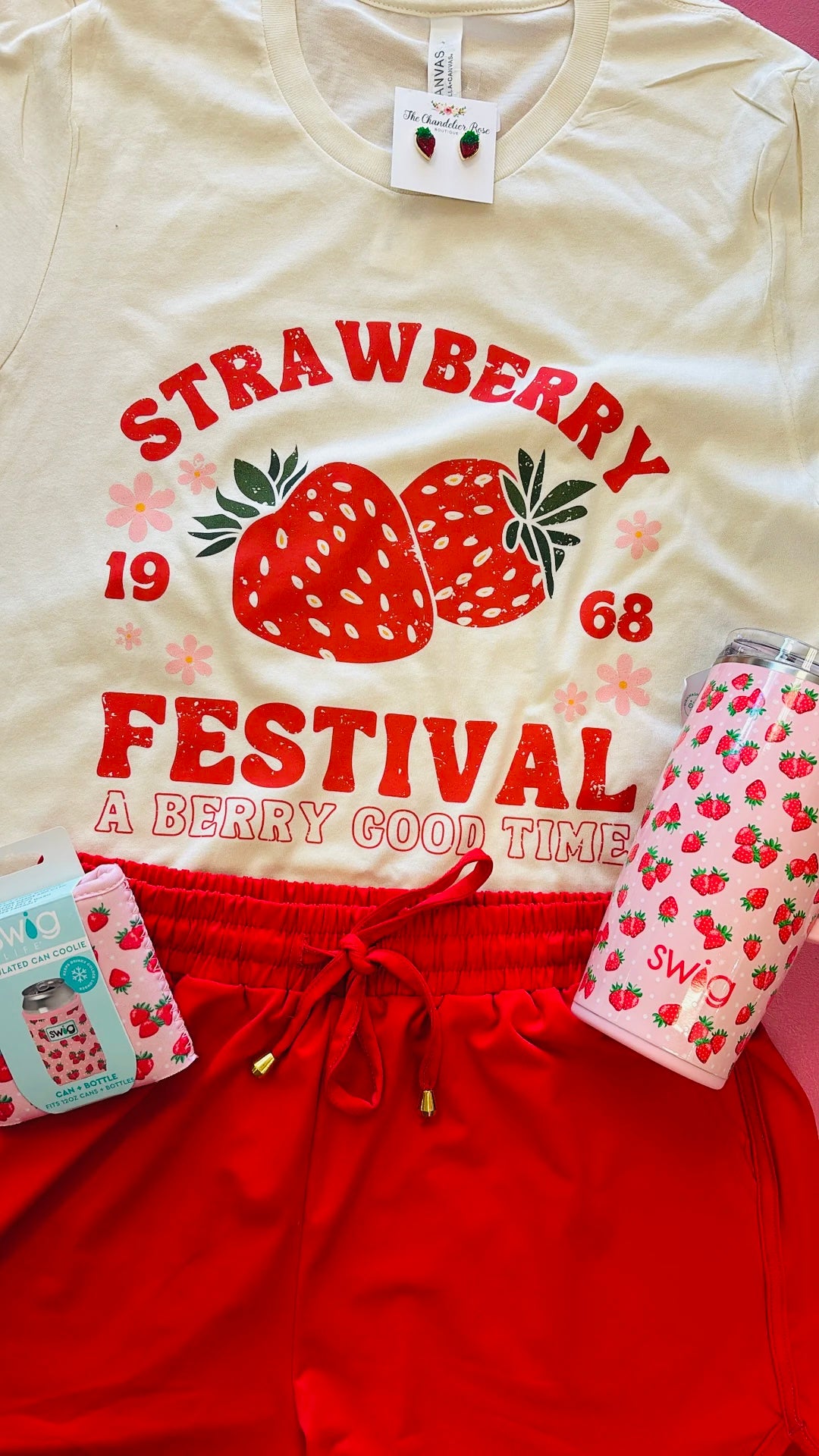 STRAWBERRY FESTIVAL A BEERY GOOD TIME TEE - CREAM