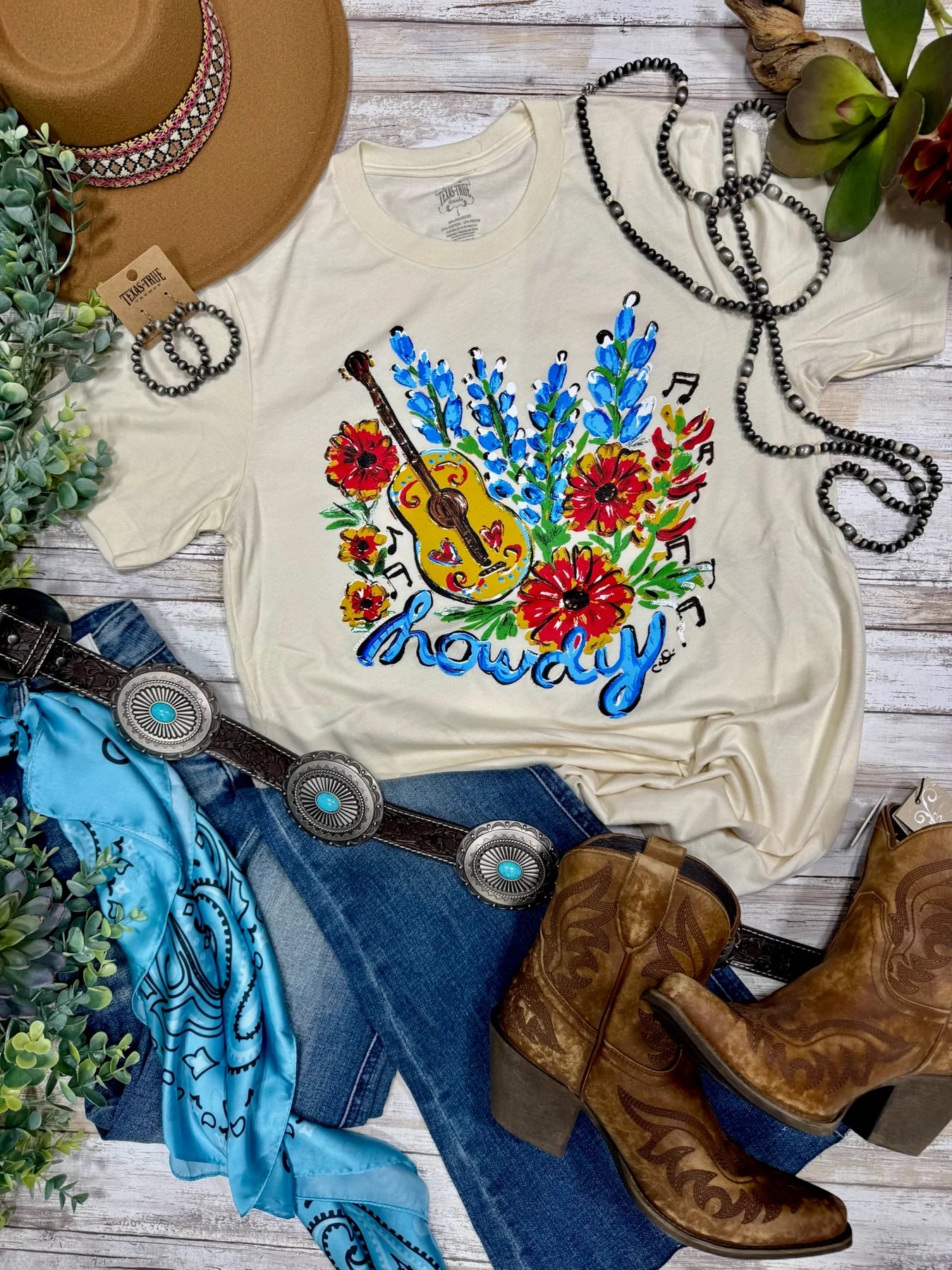 BLUEBONNET HOWDY TEE - NATURAL