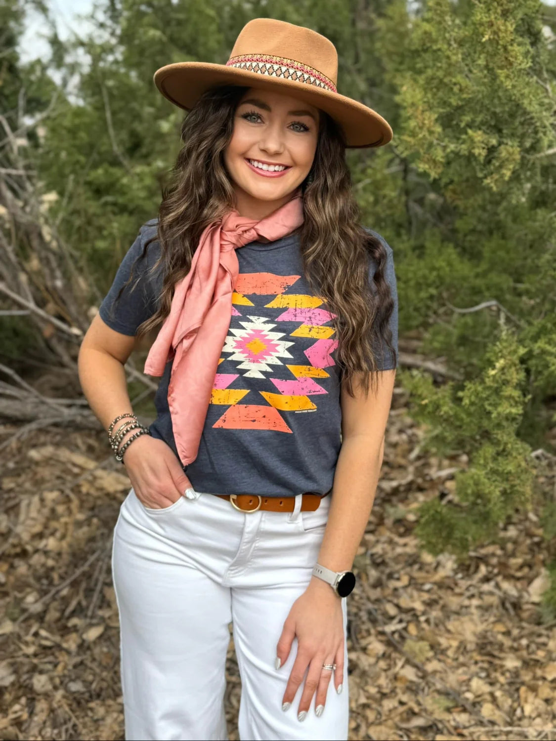 SUMMER AZTEC TEE - HEATHER SLATE
