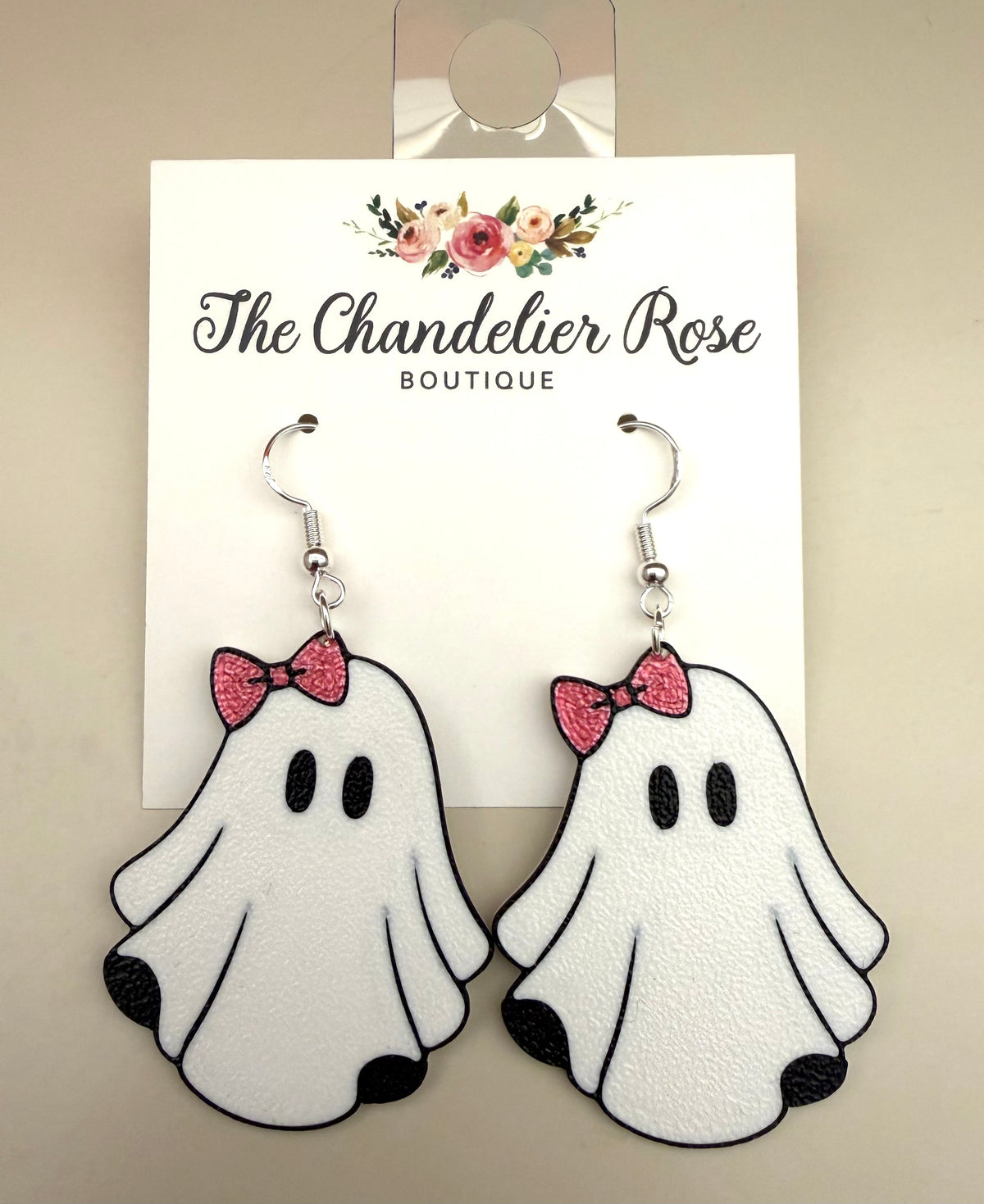 Pink Bow Ghost Earrings