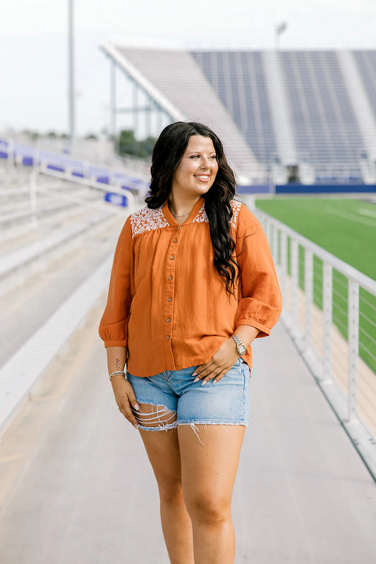 THE JANE BURNT ORANGE TOP