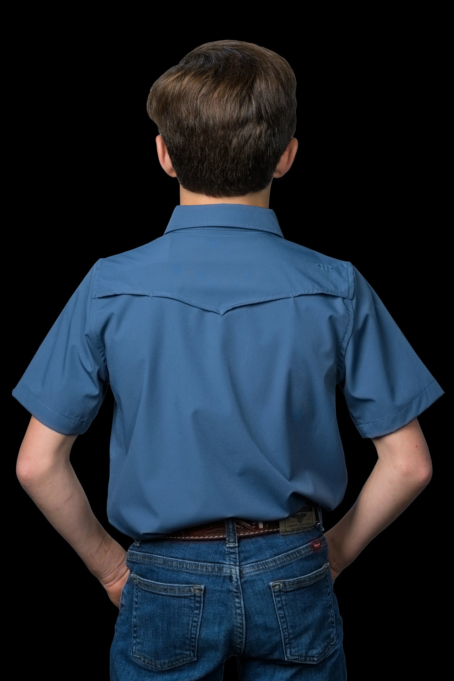 FERRELL KID'S SHORT SLEEVE SNAP SHIRT - BLUE