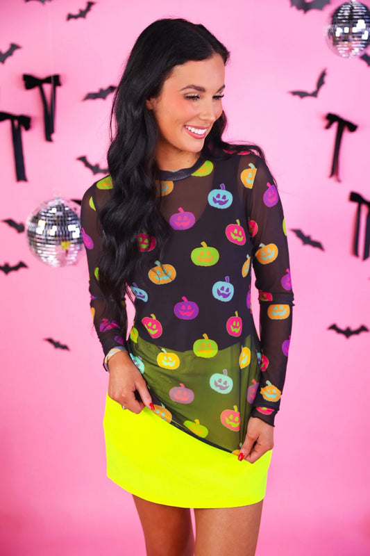 KATE MESH TOP - PUMPKIN POP