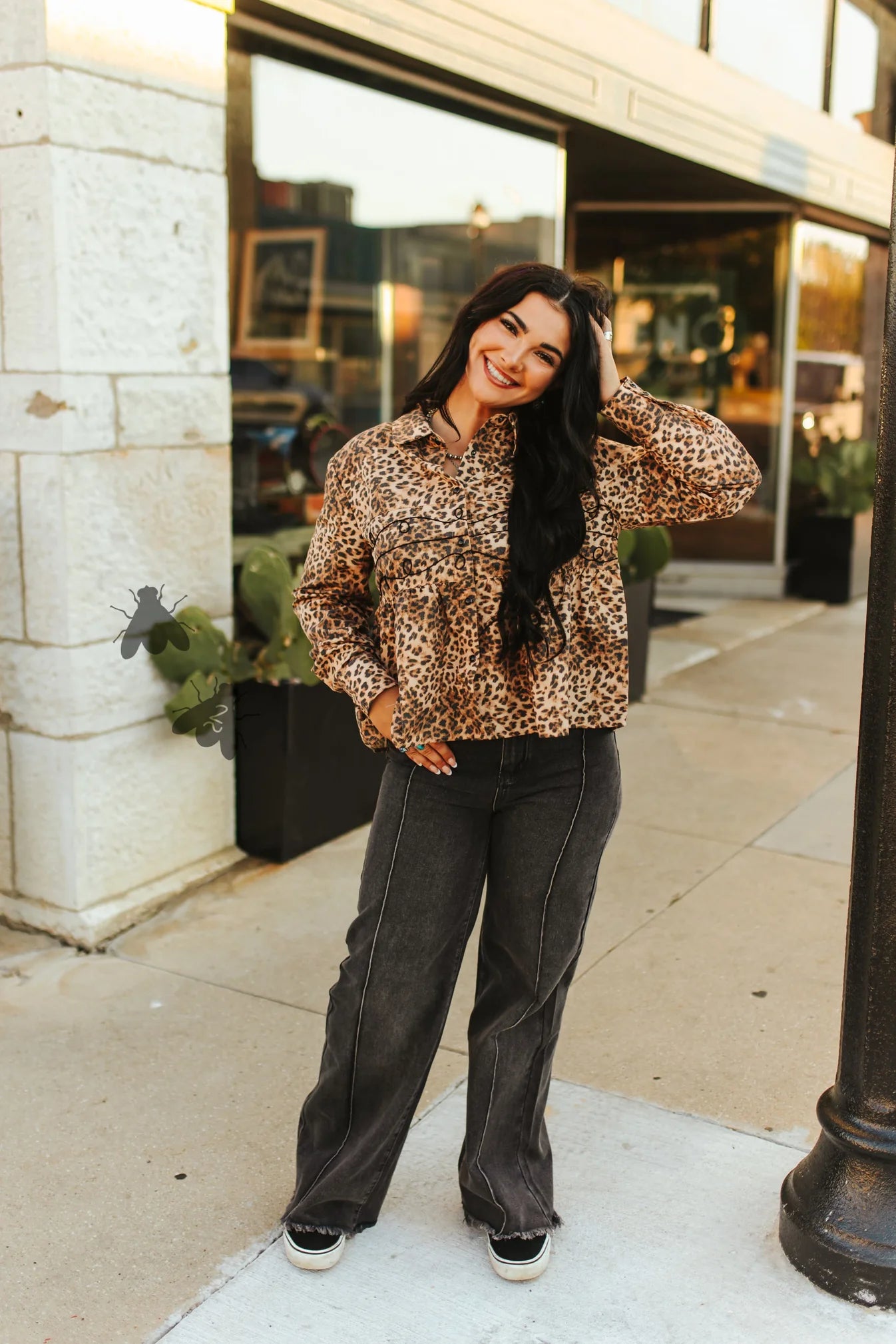 LOOPTY LOU LONGSLEEVE TOP - LEOPARD