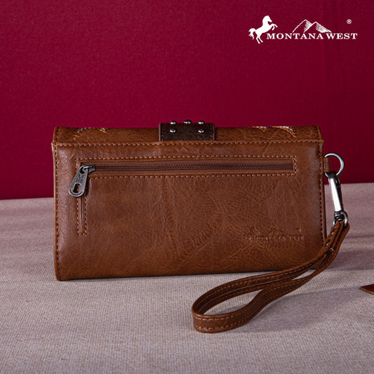 Montana West Embroidered Collection Wallet - Brown