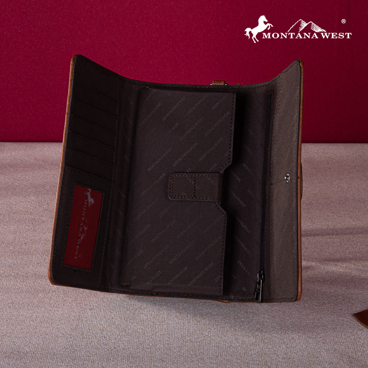Montana West Embroidered Collection Wallet - Brown