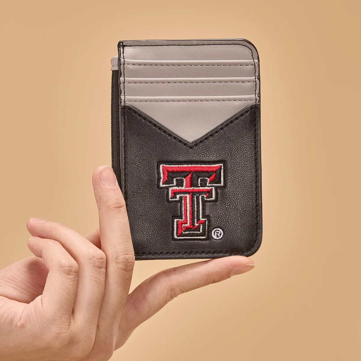 MONTANA WEST LICENSED TEXAS TECH UNIVERSITY RED RAIDERS ZIP CARD CASE - BLACK