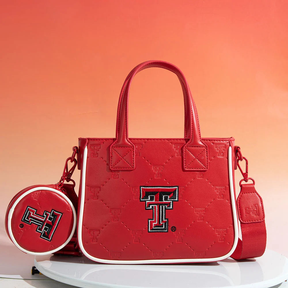 MONTANA WEST LICENSED TEXAS TECH UNIVERSITY RED RAIDERS TOTE/CROSSBODY BAG - RED