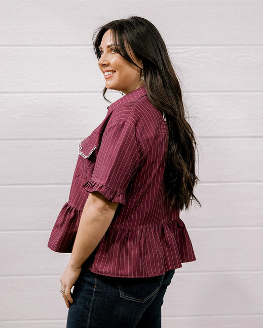 THE DIXIE WESTERN TOP - HOWDY MAROON