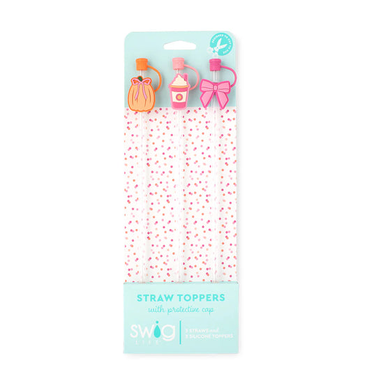 SWIG LIFE Pumpkins And Bows Straw Topper Set