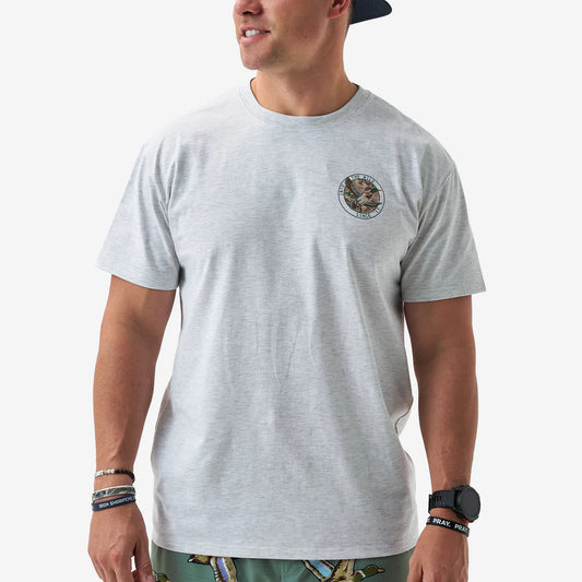 Burlebo Adult Short Sleeve Tee - CAMO MALLARD DUCK - HEATHER ASH GREY