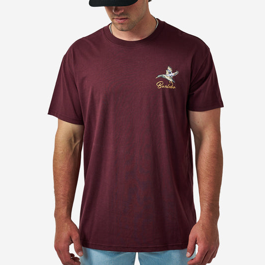 BURLEBO SHORT SLEEVE TEE - PINTAIL TRIANGLE DUCK - MAROON