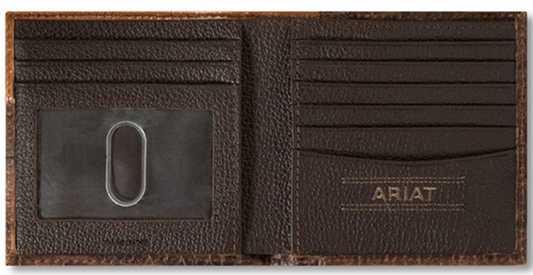 ARIAT BIFOLD WALLET CROC FLORAL EMBOSSED - BROWN