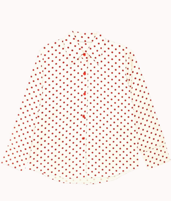 Kathryn Classic Button-Up - Red Polka-Dot