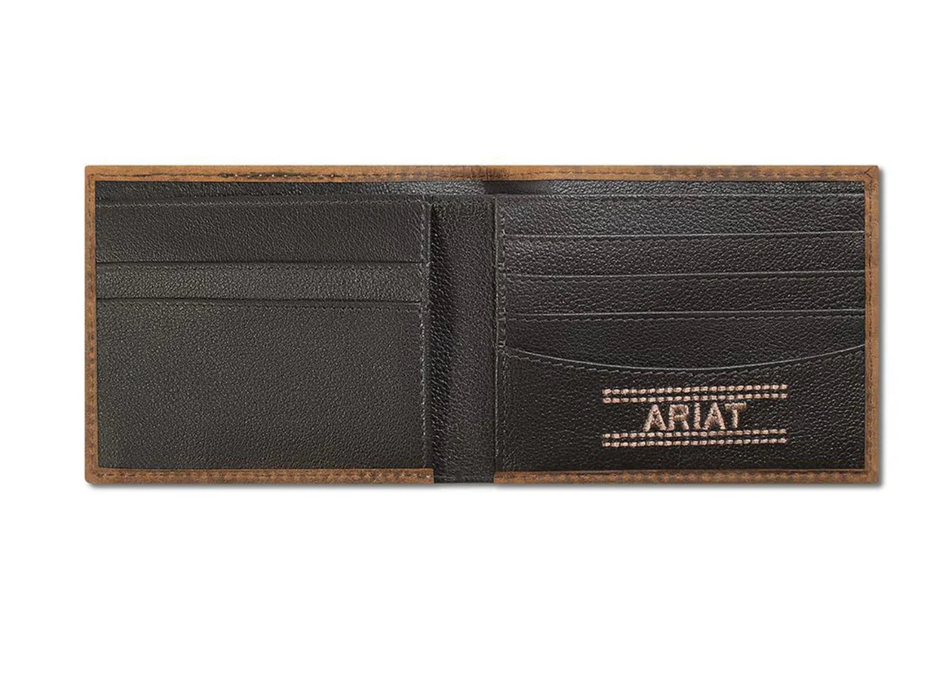 ARIAT BIFOLD WALLET BASKET WEAVE MEDIUM BROWN