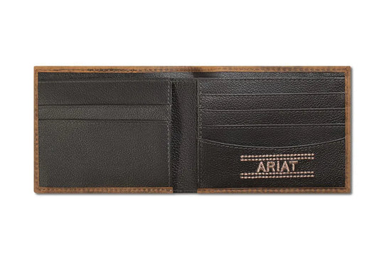 ARIAT BIFOLD WALLET BASKET WEAVE MEDIUM BROWN