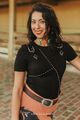 WESTERN BUCKLE BLACK STRETCH STUDDED BODYSUIT