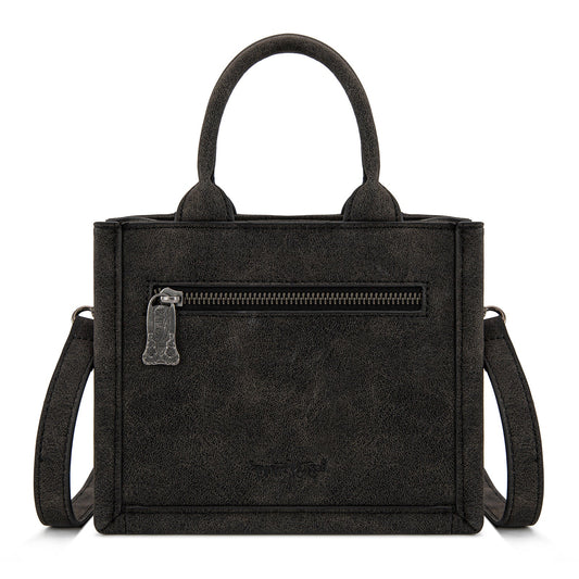 Trinity Ranch Western Hair-On Cowhide Mini Tote/Crossbody - Black