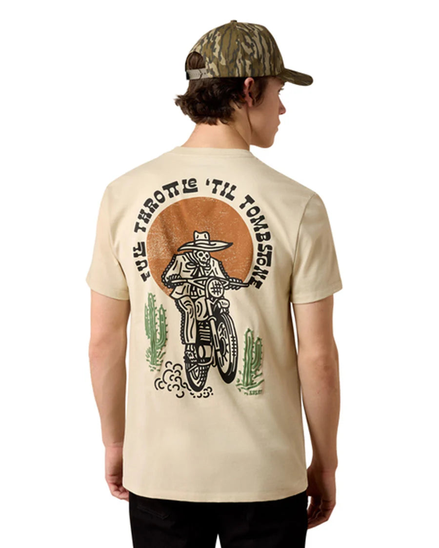 ARIAT MENS FULL THROTTLE SHORT SLEEVE TSHIRT - NATURAL